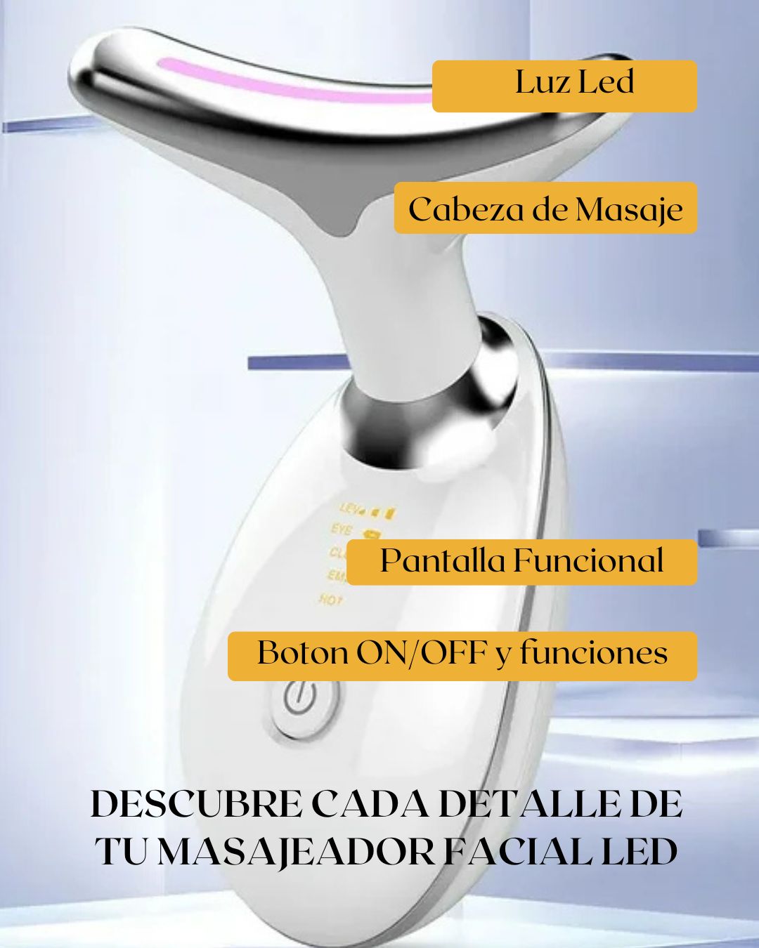 Masajeador Facial Antiage con Luz LED